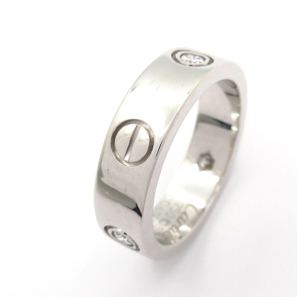 Cartier Love Ring 3 Diamonds White Gold Sz 55 - Picture 7 of 8